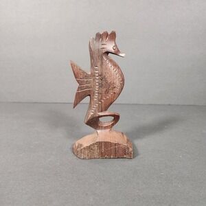 UNBRANDED Hand Carved Ironwood Seahorse Figurine Brown Tropical Beach Decor